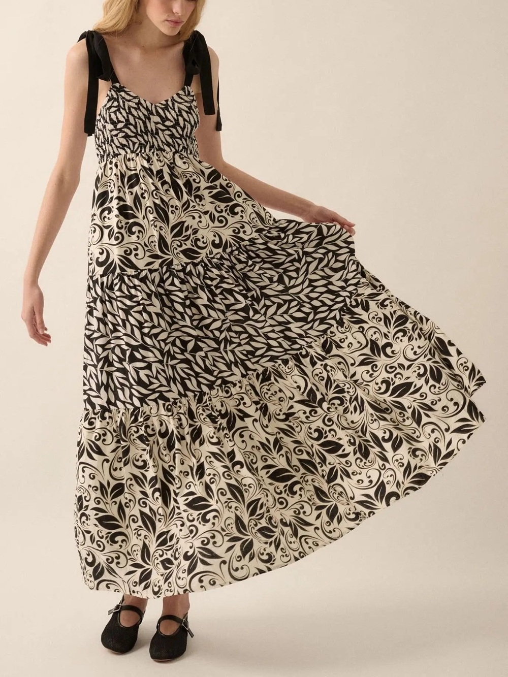 Grow Together Floral Colorblock Tiered Maxi Dress
